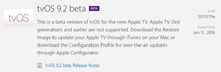 tvOS 9.2 Beta 1