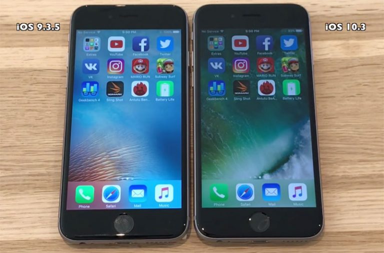 Смартфоны на iOS 10.3 работают быстрее, чем на iOS 9.3.5