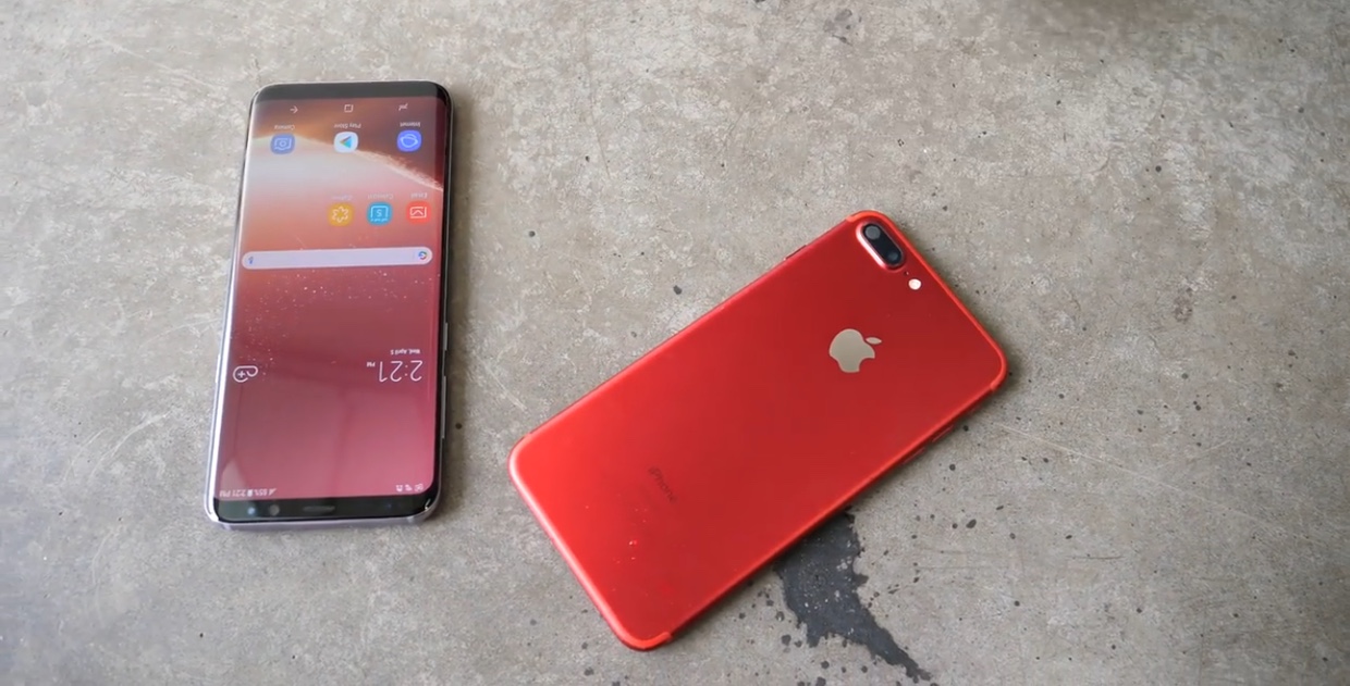 Samsung Galaxy S8+ vs. iPhone 7 Plus. Кто прочнее?