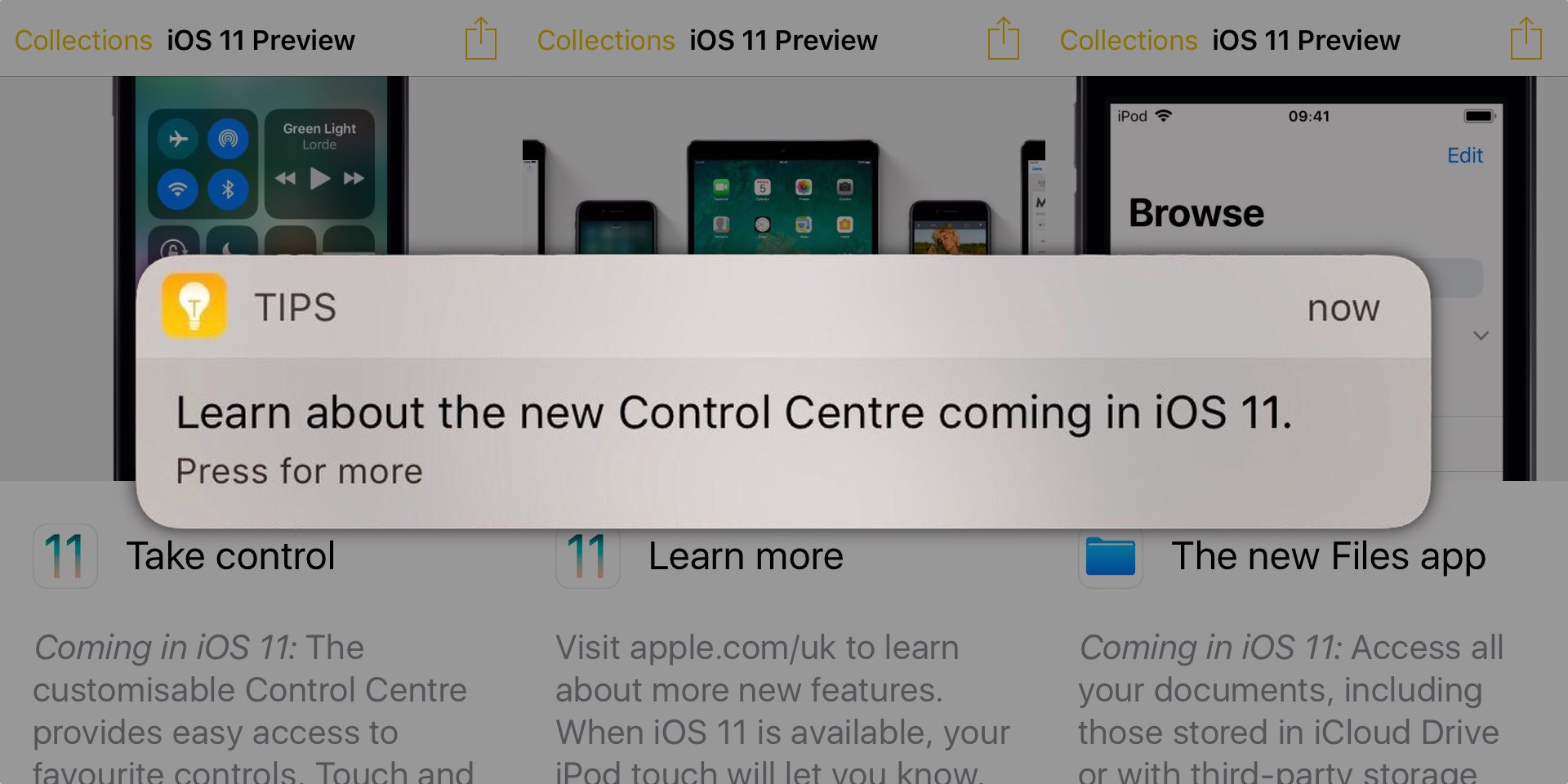 Apple продвигает iOS 11 через iOS 10