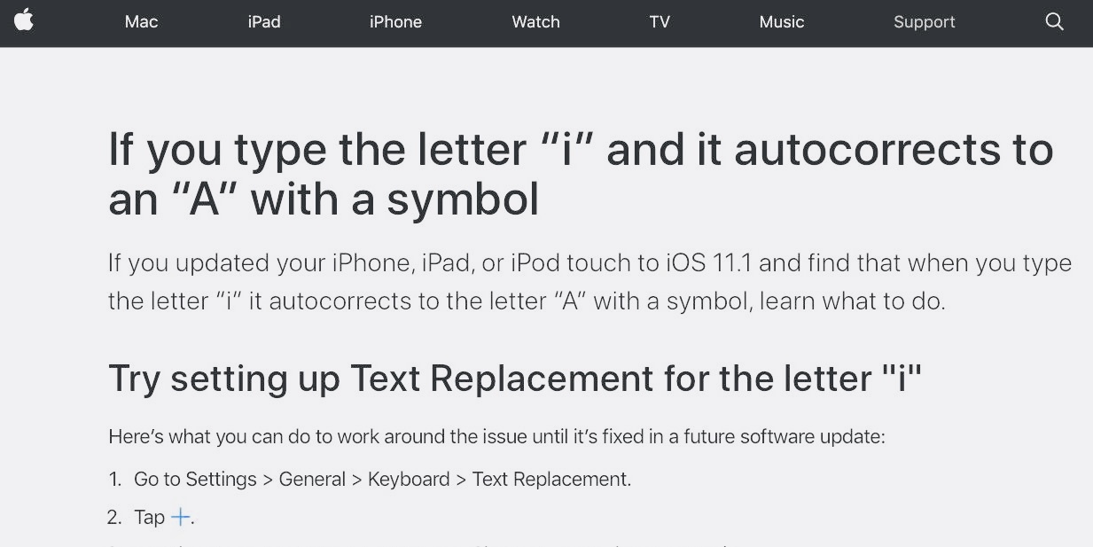 Что делать, если iPhone заменяет «i» на «A?»