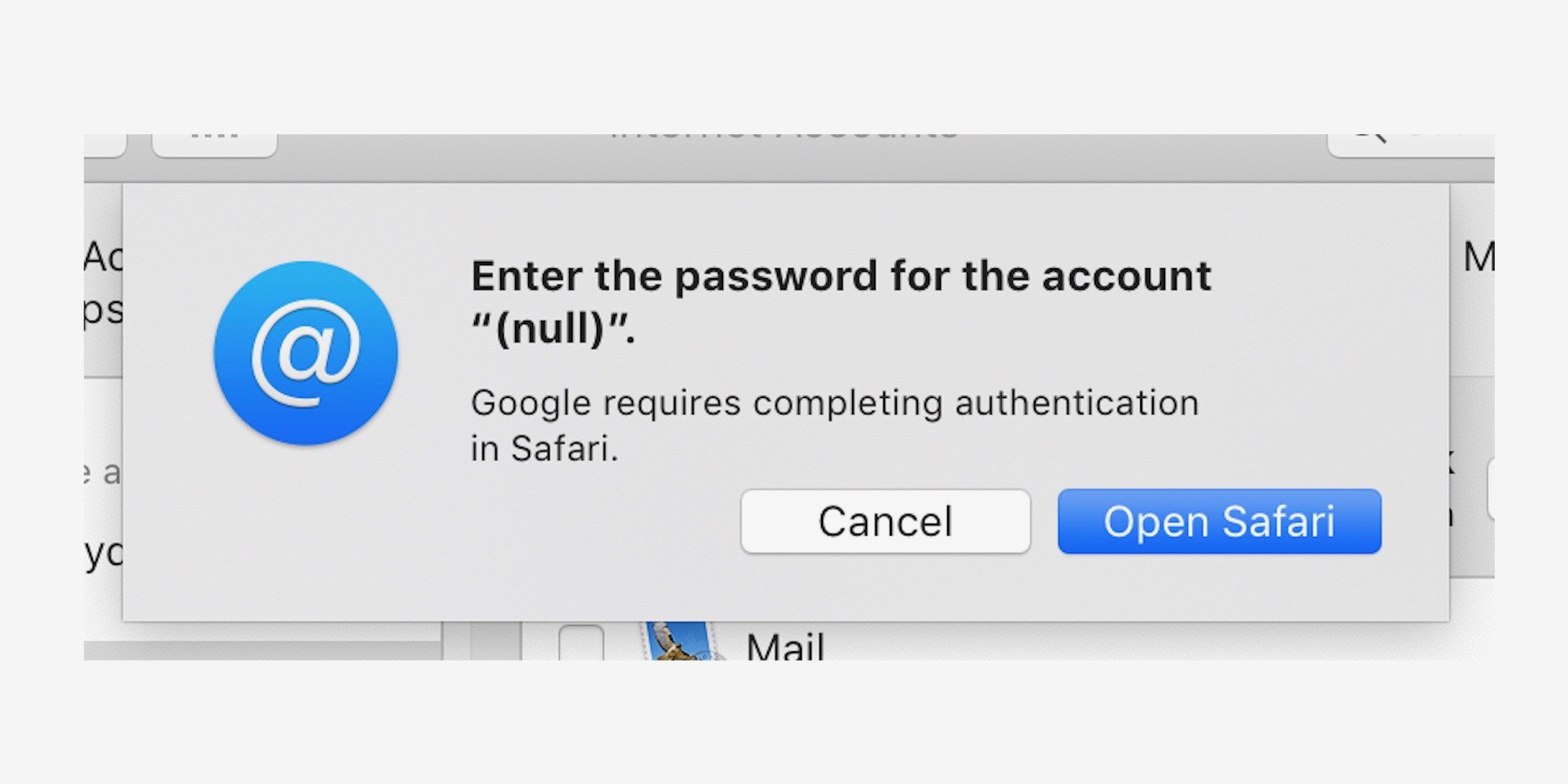 В новой версии macOS не работает почта Google