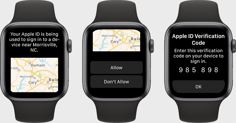 Apple Watch с watchOS 6 будут отображать проверочные коды