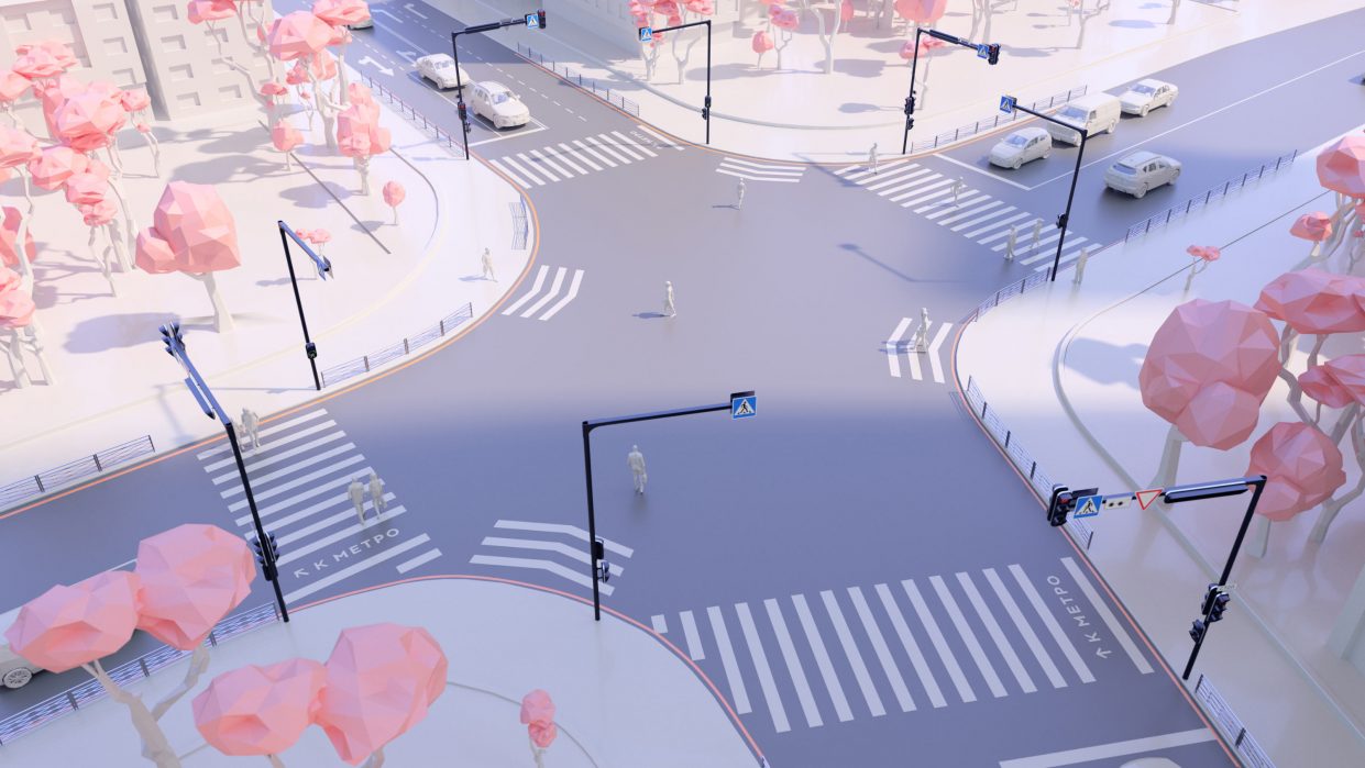 Концепт относительно умного перекрёстка от студии Лебедева
