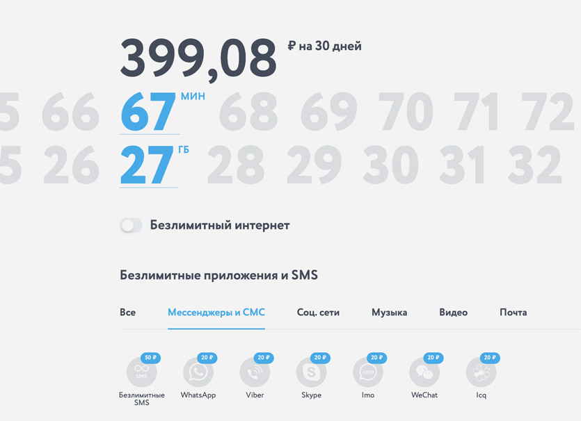 Тариф йота за 390 рублей в месяц