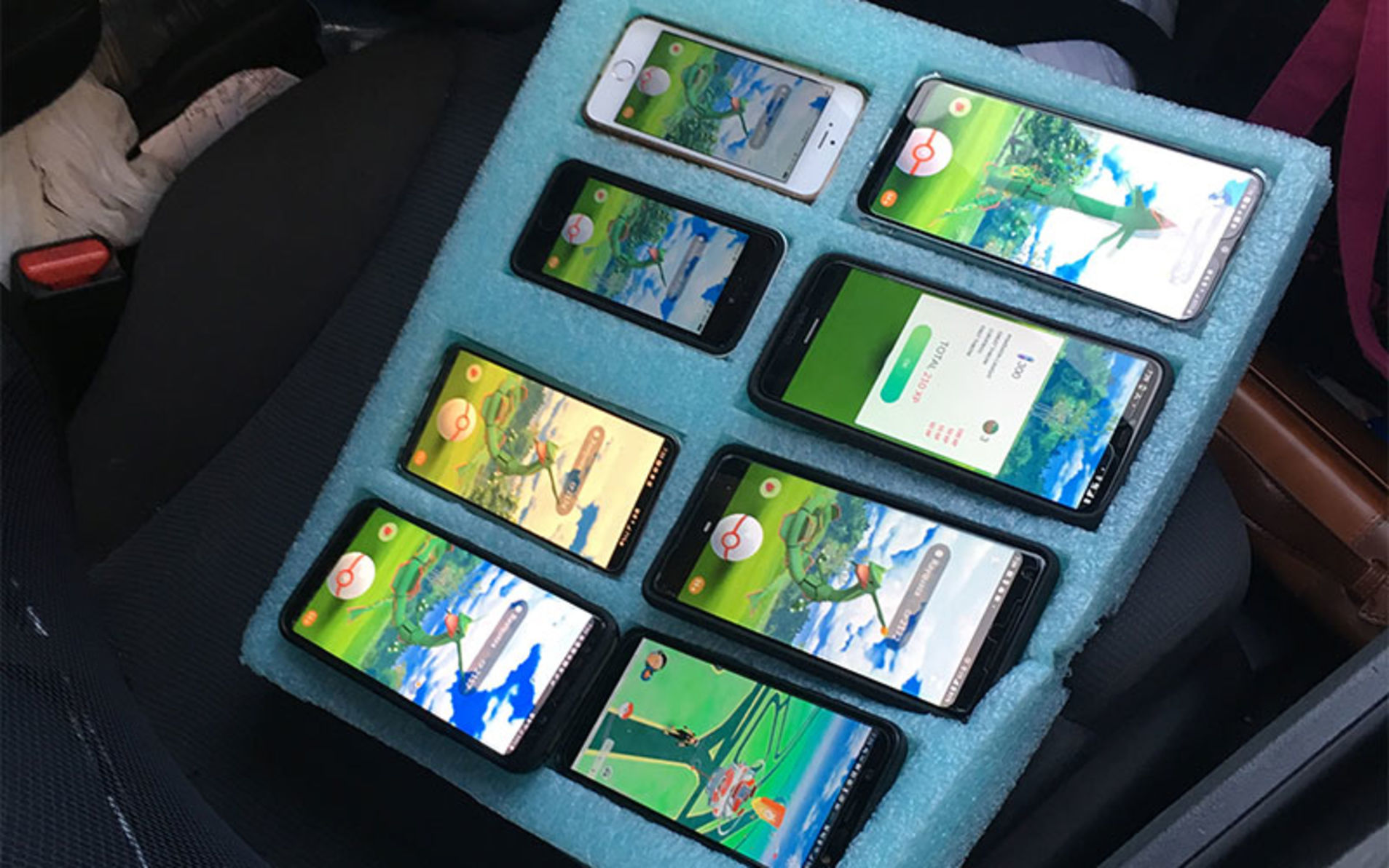 Ничего необычного, просто американец играет в Pokémon Go на восьми смартфонах за рулем