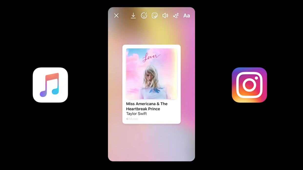 В iOS 13.4.5 можно делиться музыкой из Apple Music через Instagram Stories