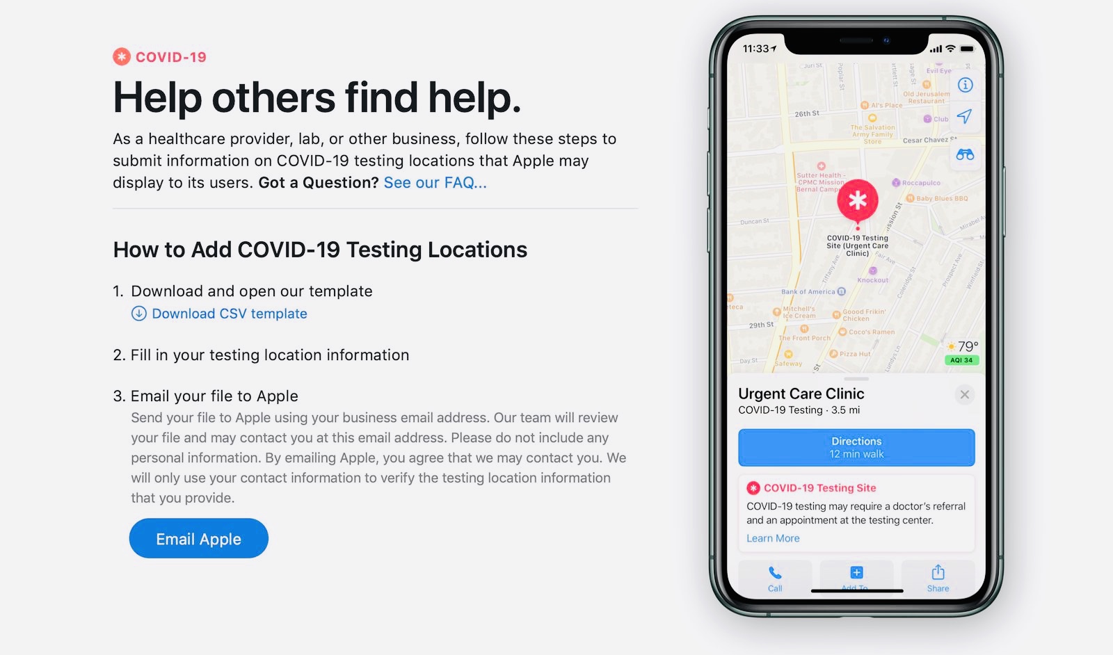 Карты Apple покажут, где можно сдать тест на коронавирус