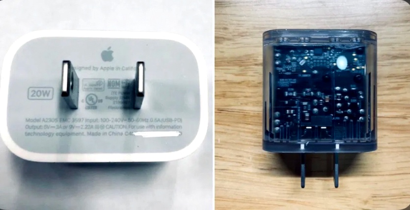 Первые фотографии прототипа новой 20-ваттной зарядки для iPhone 12