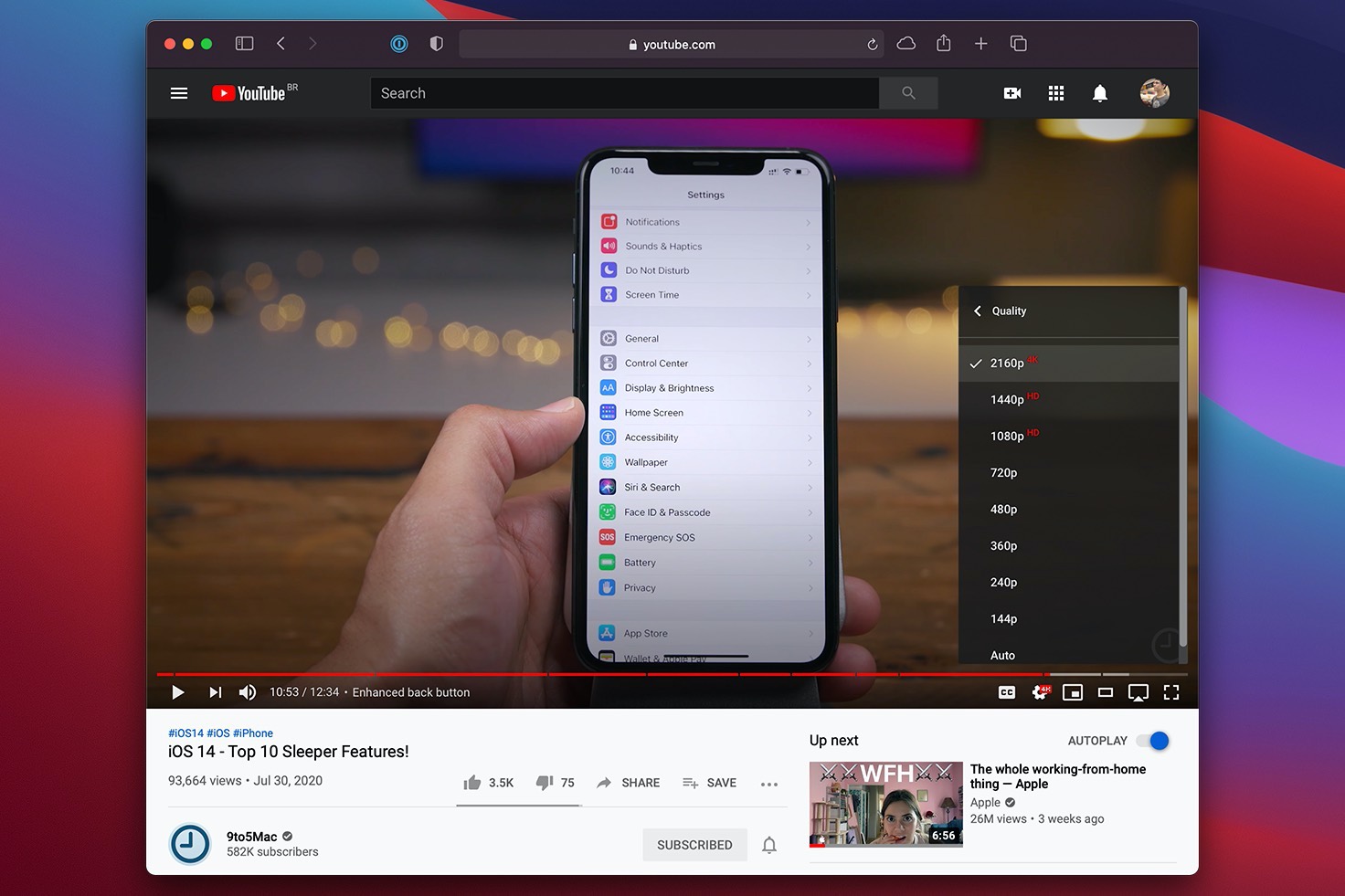 Safari в macOS Big Sur получил поддержку 4K-видео на YouTube