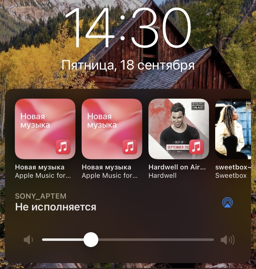 В iOS 14.2 изменился виджет плеера на экране блокировки. Можно выбирать плейлисты
