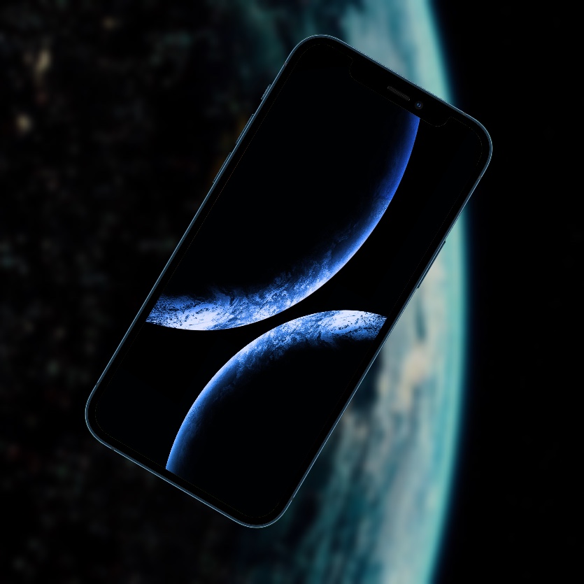 10 космических обоев iPhone в стиле iOS на чёрном фоне