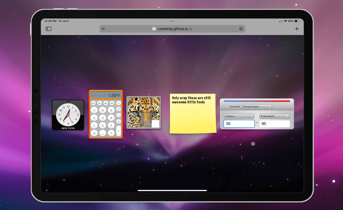 Появился сайт с виджетами из Mac OS Snow Leopard. Такая ностальгия, просто ух!