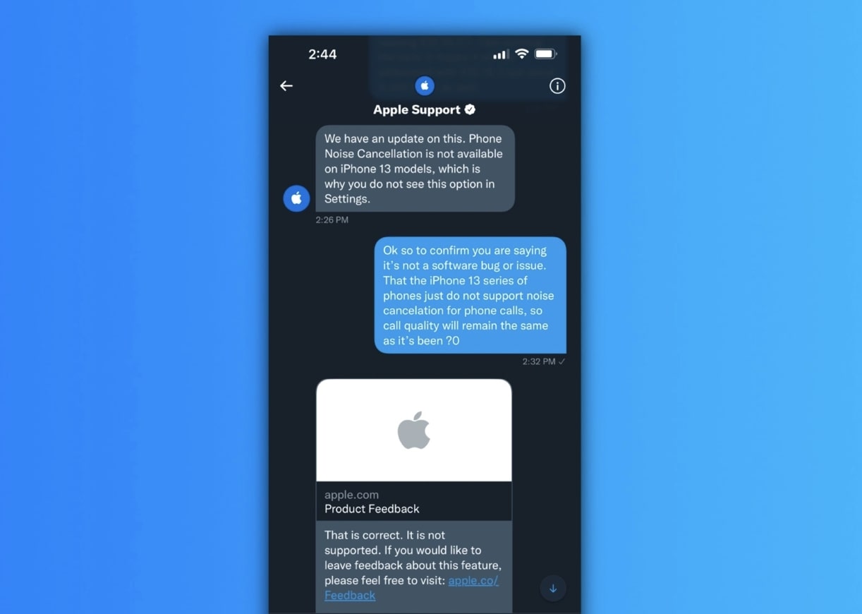 Apple подтвердила, что iPhone 13 не поддерживает шумоподавление во время звонков