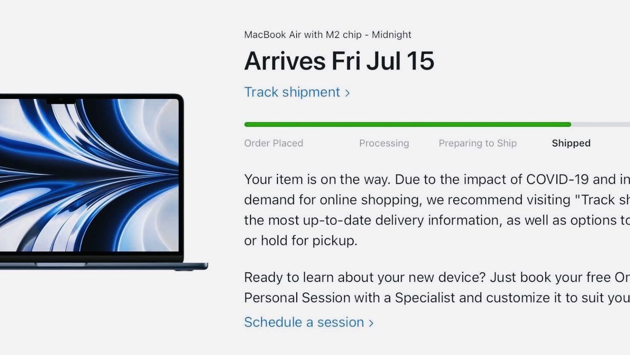 Apple начала отправлять MacBook Air с чипом M2 покупателям