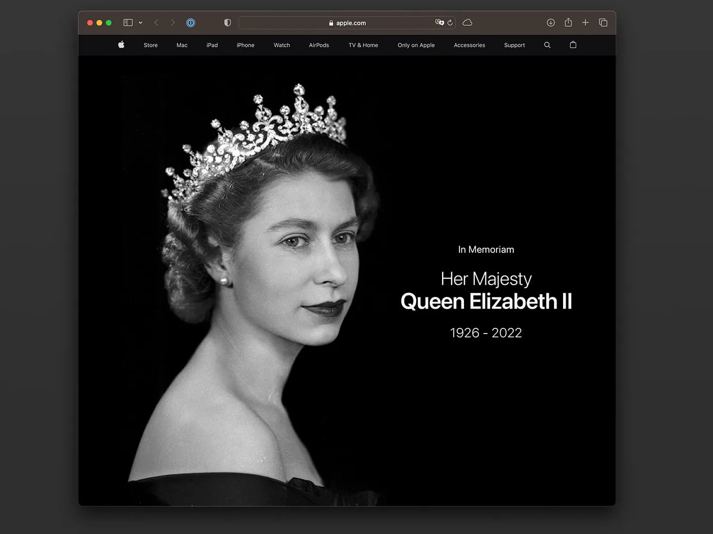 Apple обновила сайт в память о королеве Елизавете II