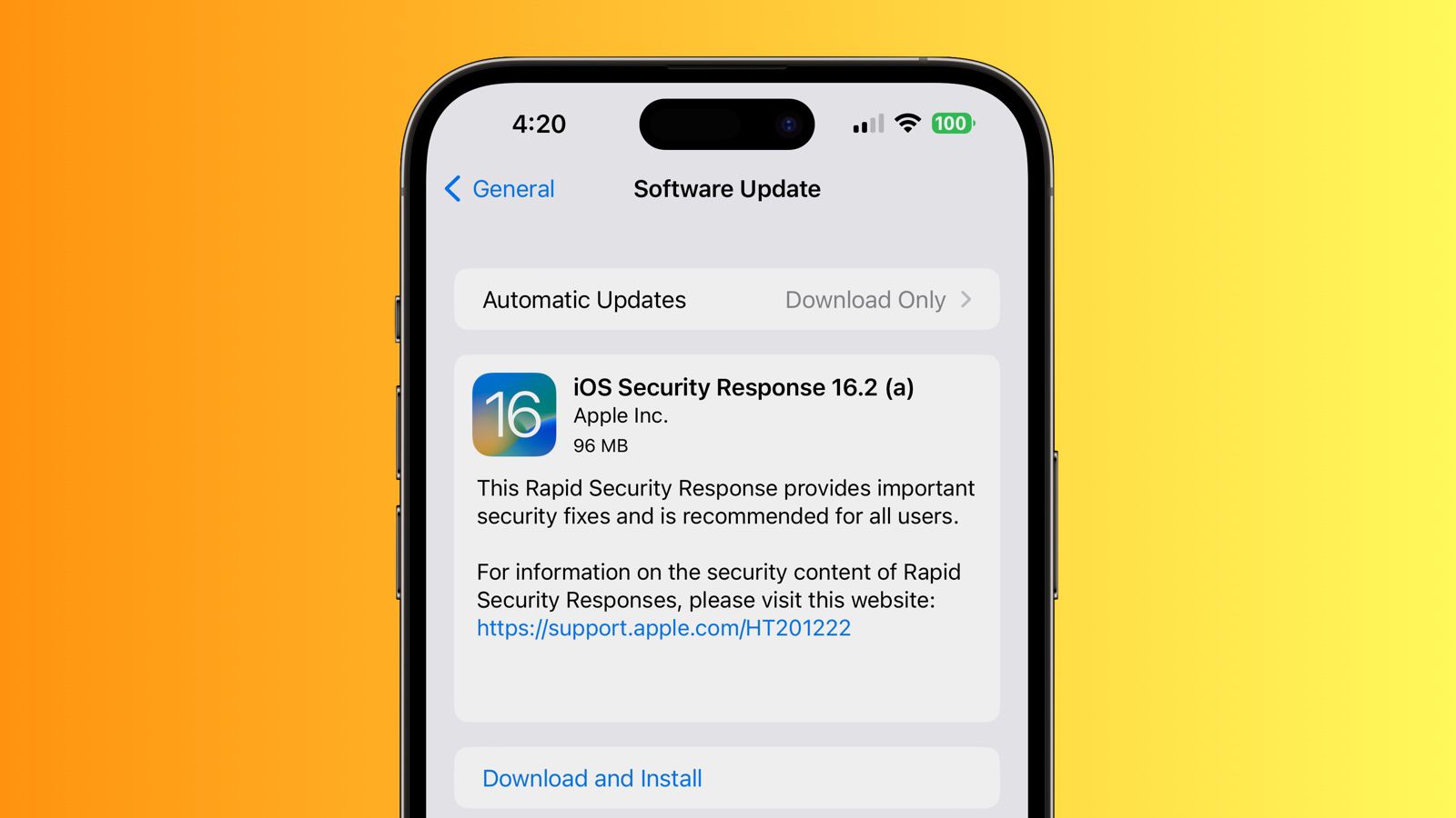 Apple выпустила патч безопасности iOS 16.2 (a). Он устанавливается без спроса пользователя