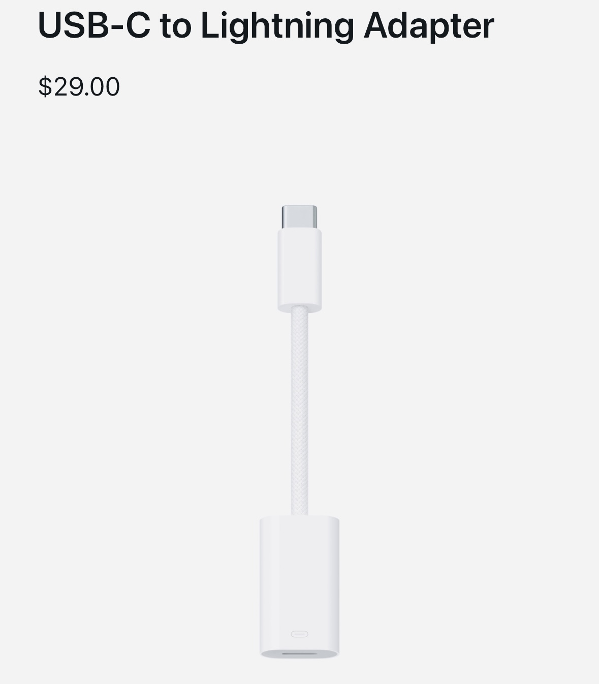 Apple уже выпустила переходник с USB-C на Lightning за 29 долларов