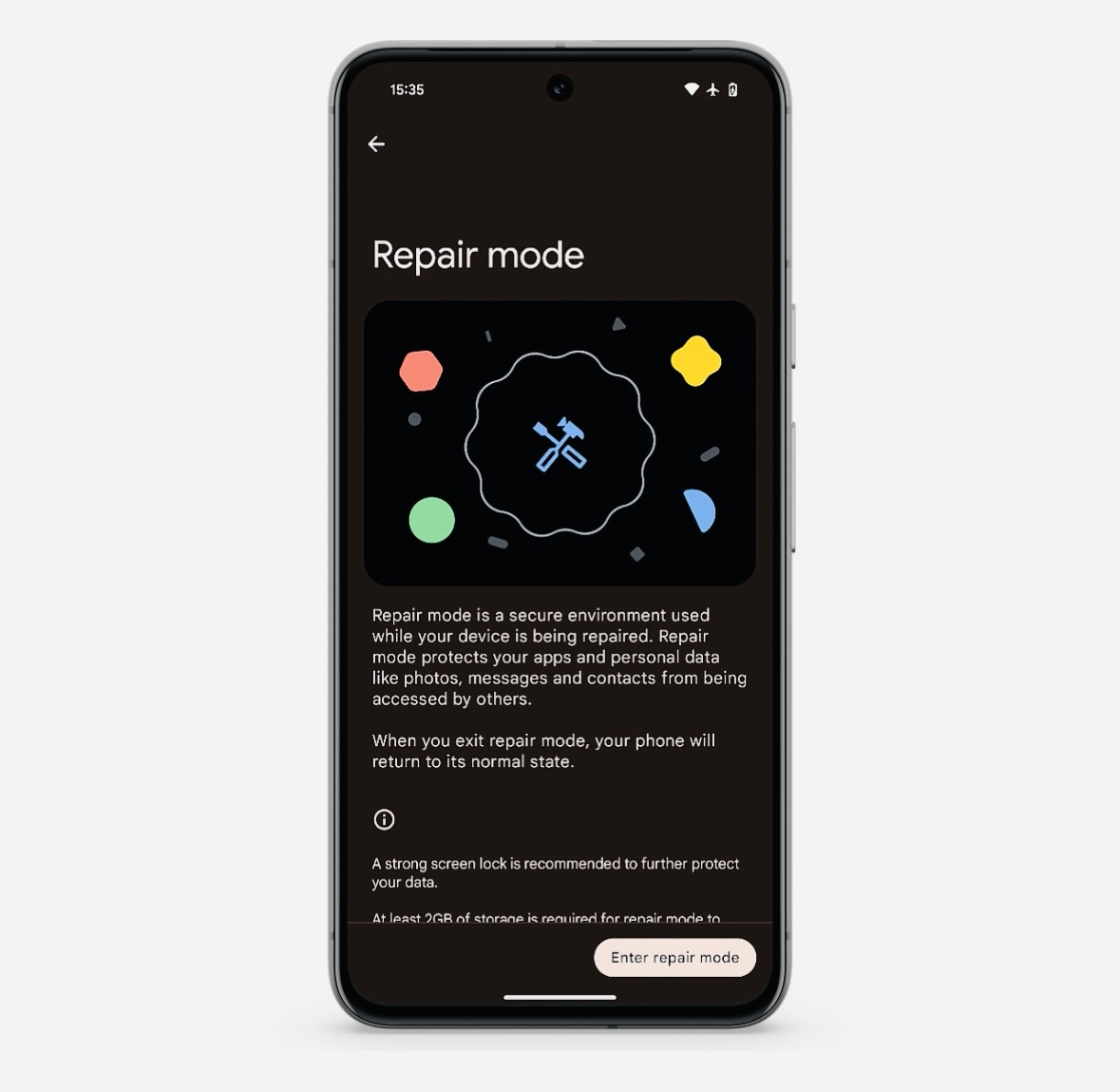 Google представила Режим ремонта для смартфонов Pixel. Он защищает данные на время обслуживания смартфона
