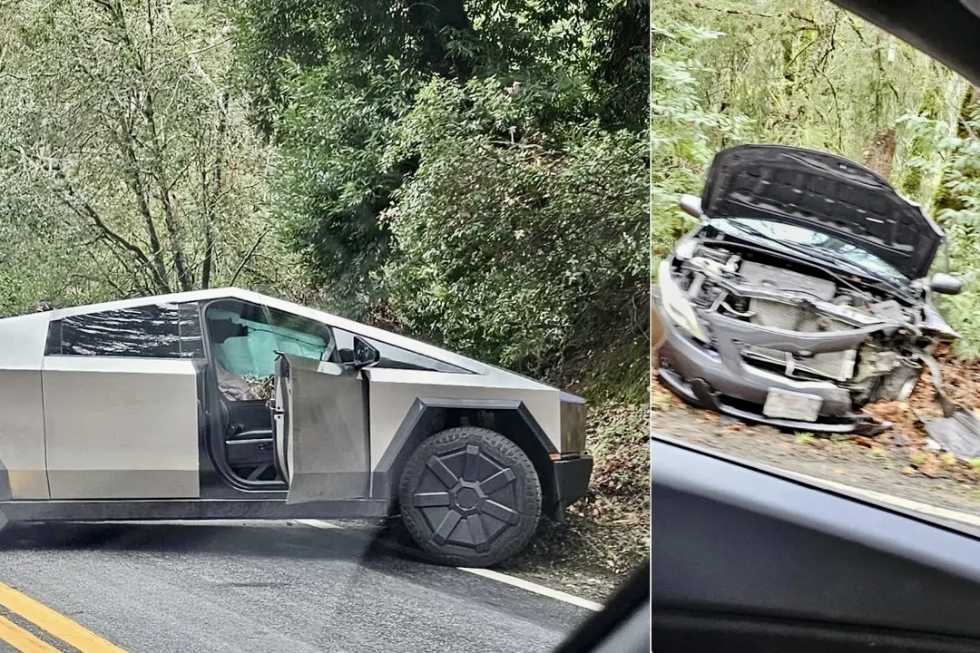 Tesla Cybertruck впервые попал в аварию. Посмотрите, что стало со встречной машиной