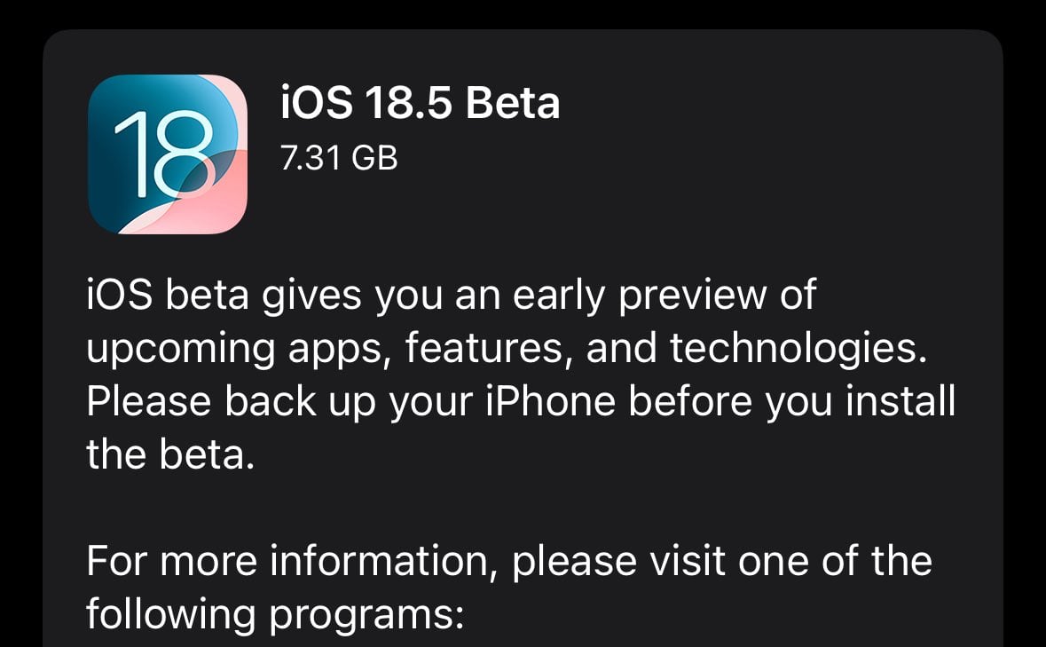 Вышла iOS 18.5 beta 1 для разработчиков
