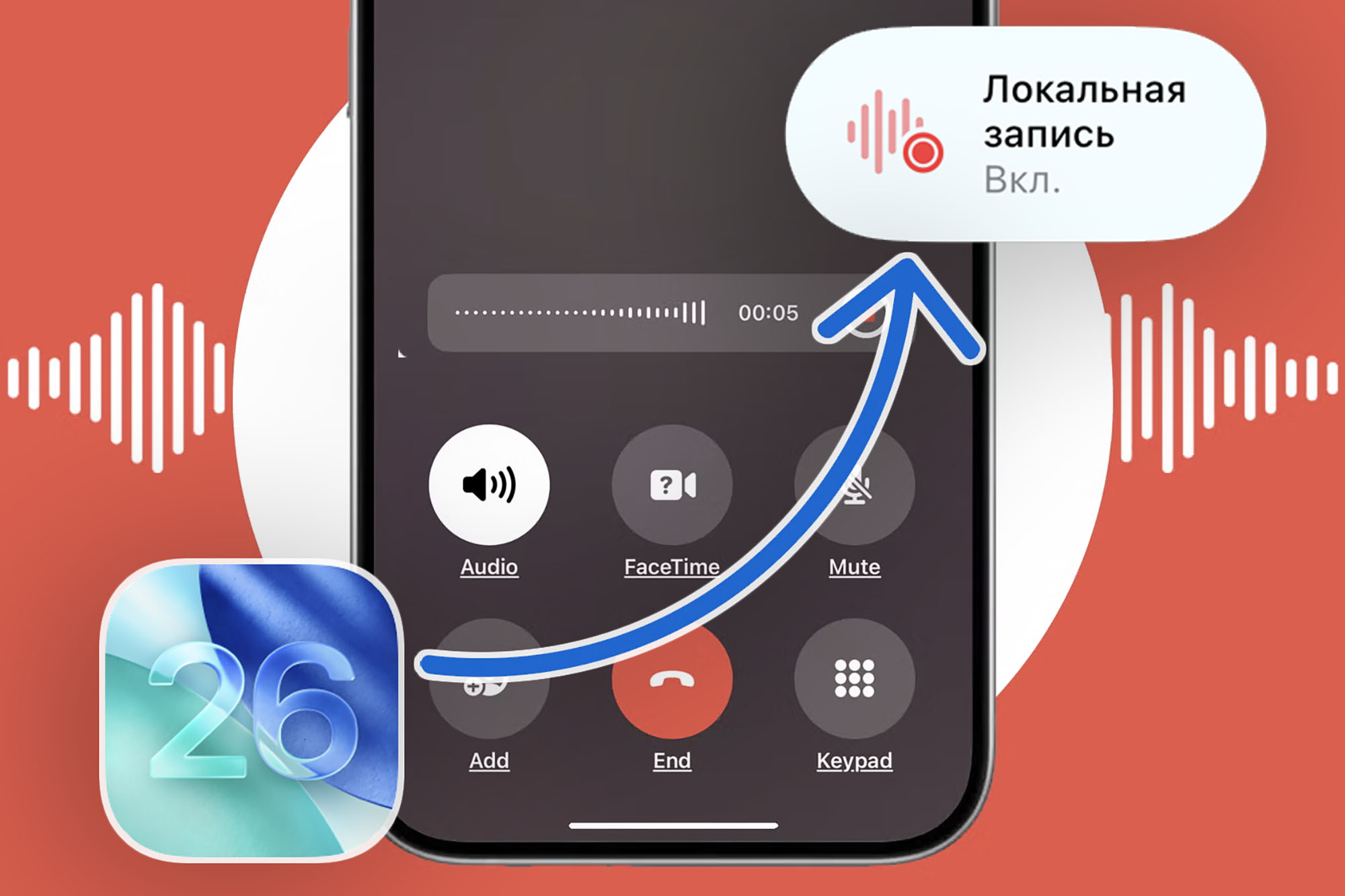 В iOS 26 появилась запись телефонных звонков. Работает опять с костылями