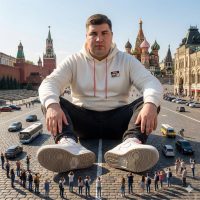 Gemini_Generated_Image_5k6o5g5k6o5g5k6o Ты великан в центре города. Такое ни одному фотографу не под силу, а этот промт может