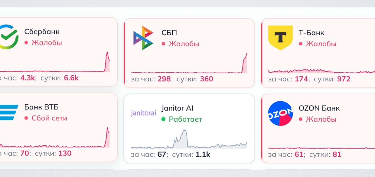Т-Банк, ВТБ и СБП перестали работать вслед за Сбером